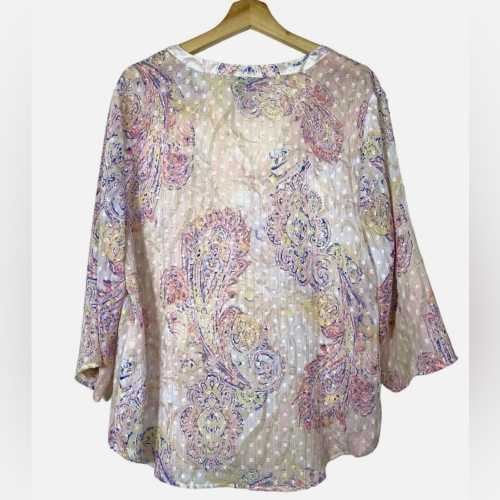 Chico's Women's Paisley Blouse/tunic- Multicolor, note this is size 1, loose M - Picture 2 of 6